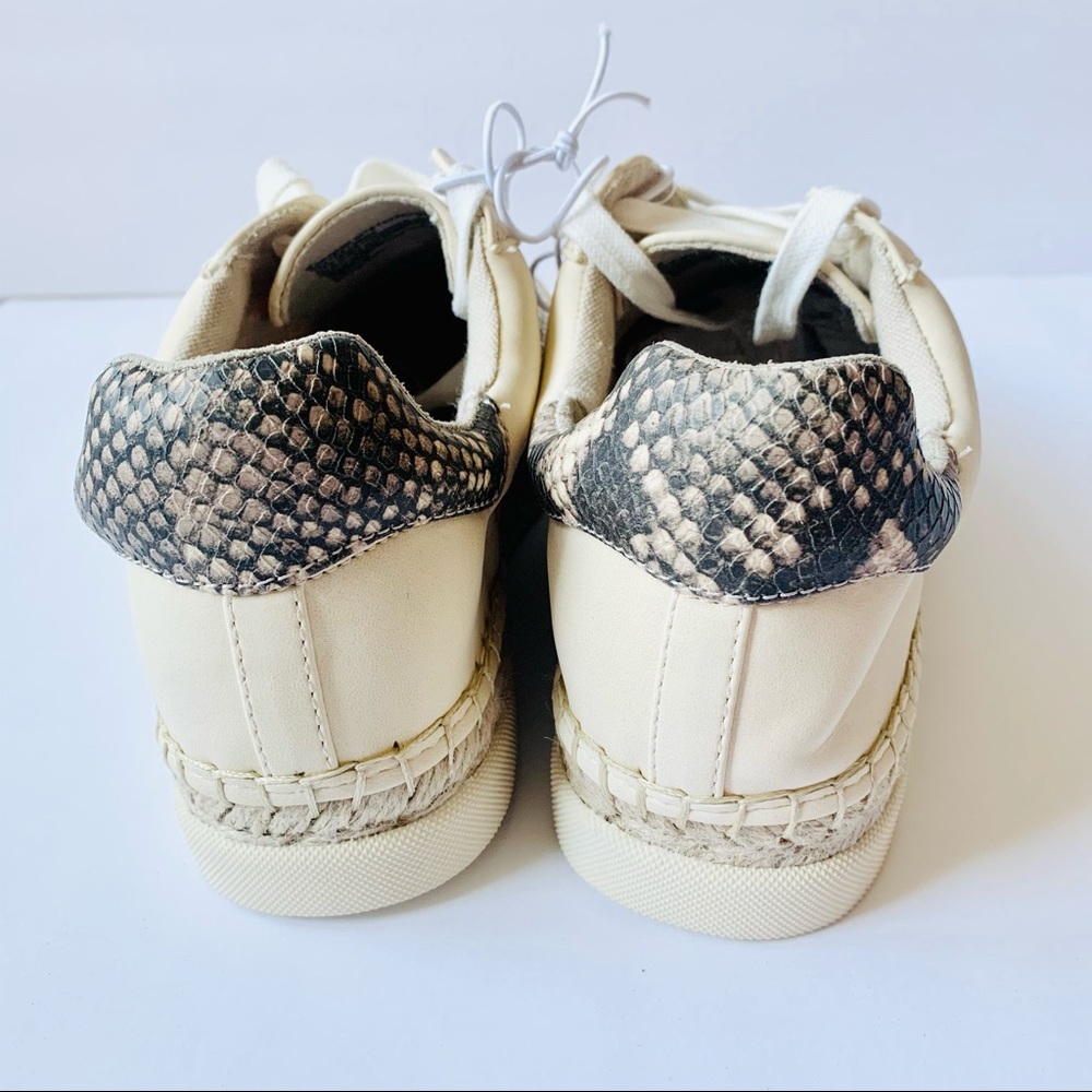 SNEAKERS Sz 8.5 Espadrille Boho Wicker Look Cream - Picture 8 of 15